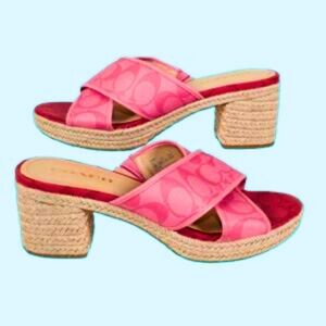 Coach Pink Slide Sandals with Espadrille Heel